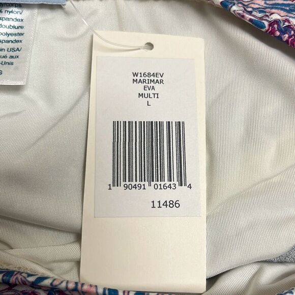 Eberjey Marimar Gisele Swimwear String Bikini Bottoms Cream Red Floral Large NWT - Picture 7 of 8